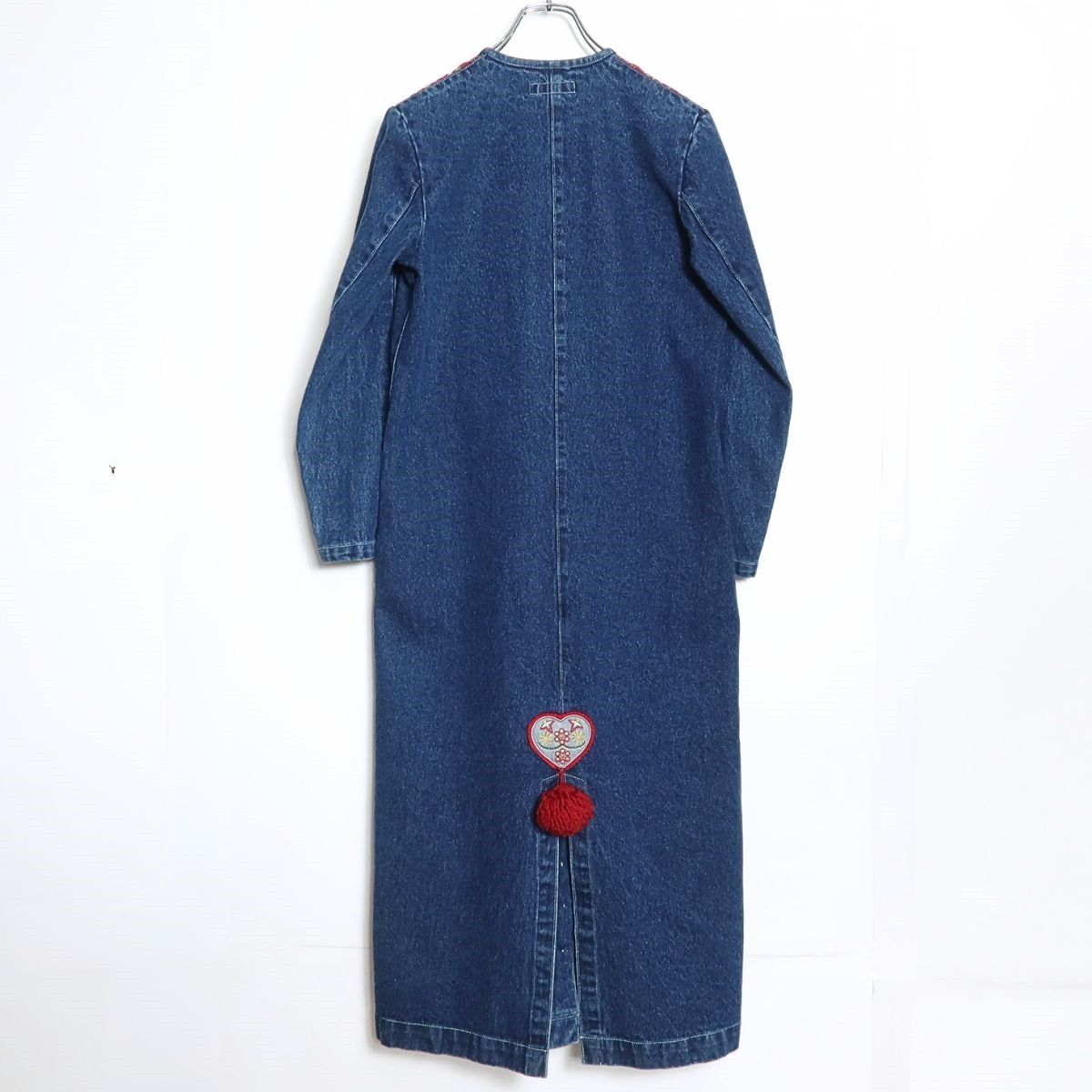 ピンクハウス☆ポンポン&刺繍ワッペン♪デニムワンピース ロング丈
