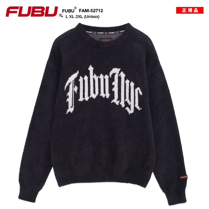 FUBU ニット セーター 長袖 ウール メンズ レディース 春秋冬用 黒