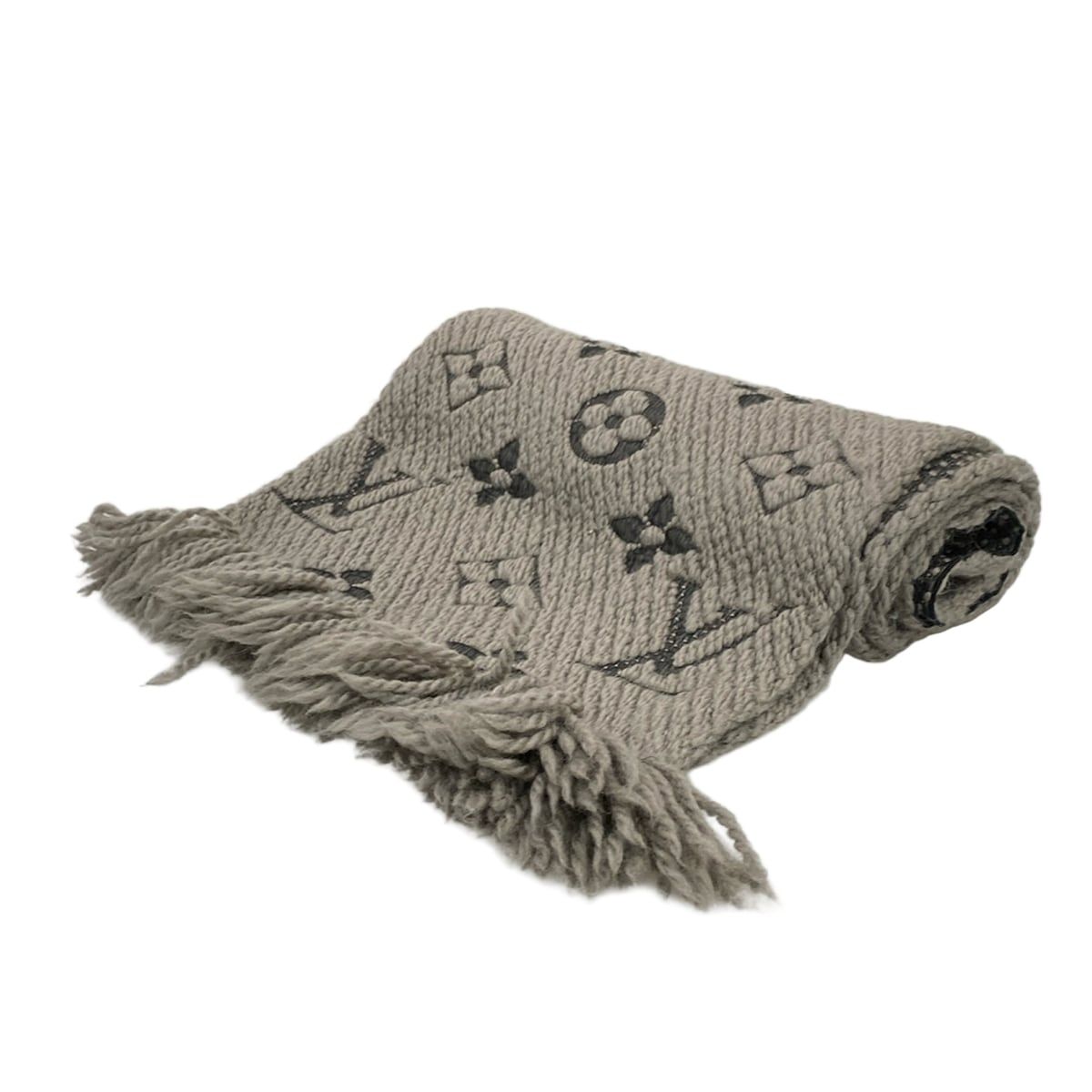 ルイヴィトン エシャルプ ロゴマニア マフラー ヴェローヌ グレー