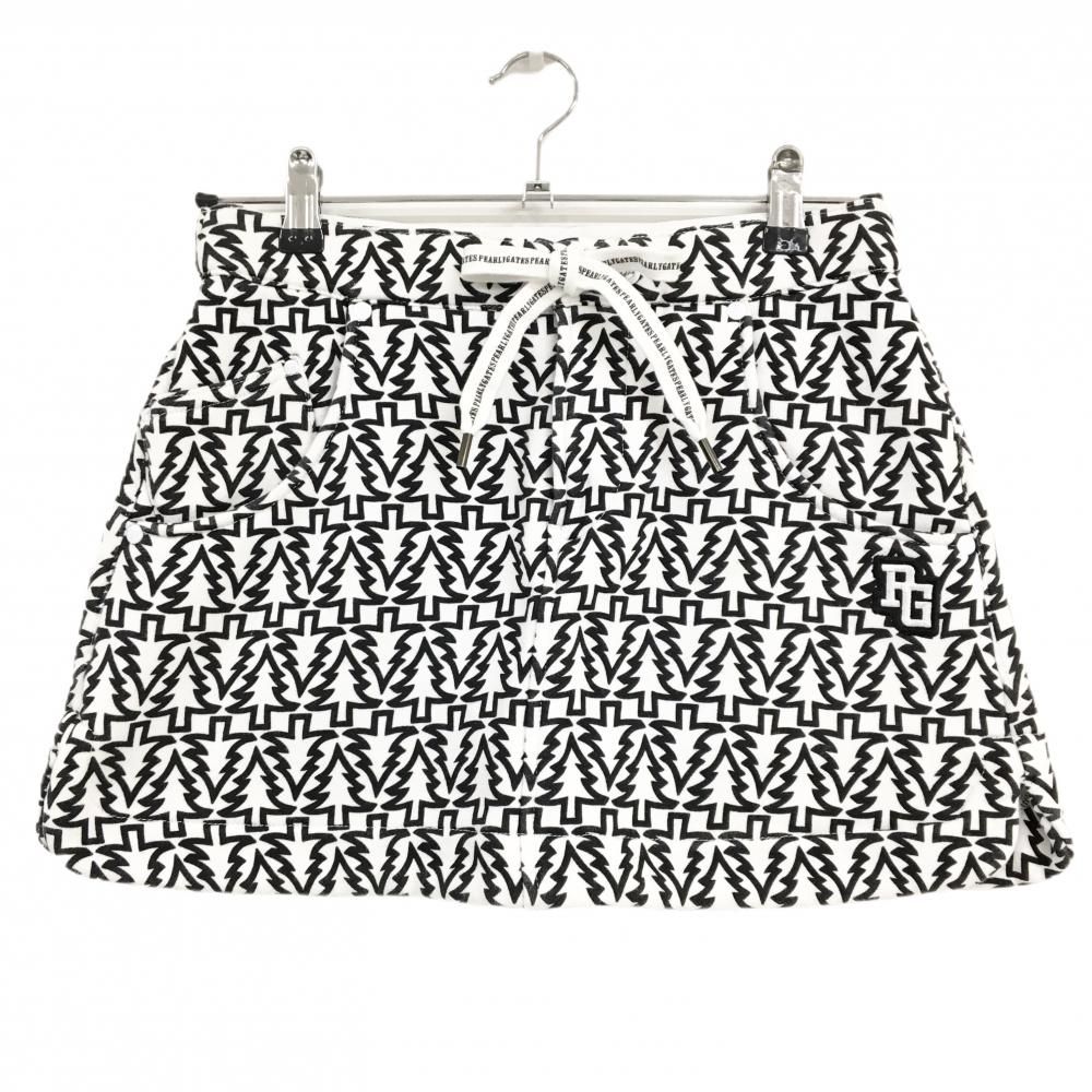 パーリーゲイツ スカート 白×黒 ドット柄 ロゴ刺しゅう ストレッチ