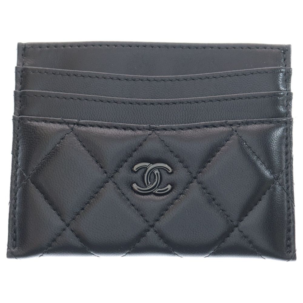 CHANEL シャネル マトラッセ ココマーク カードケース ブラック ラムスキン パスケース
