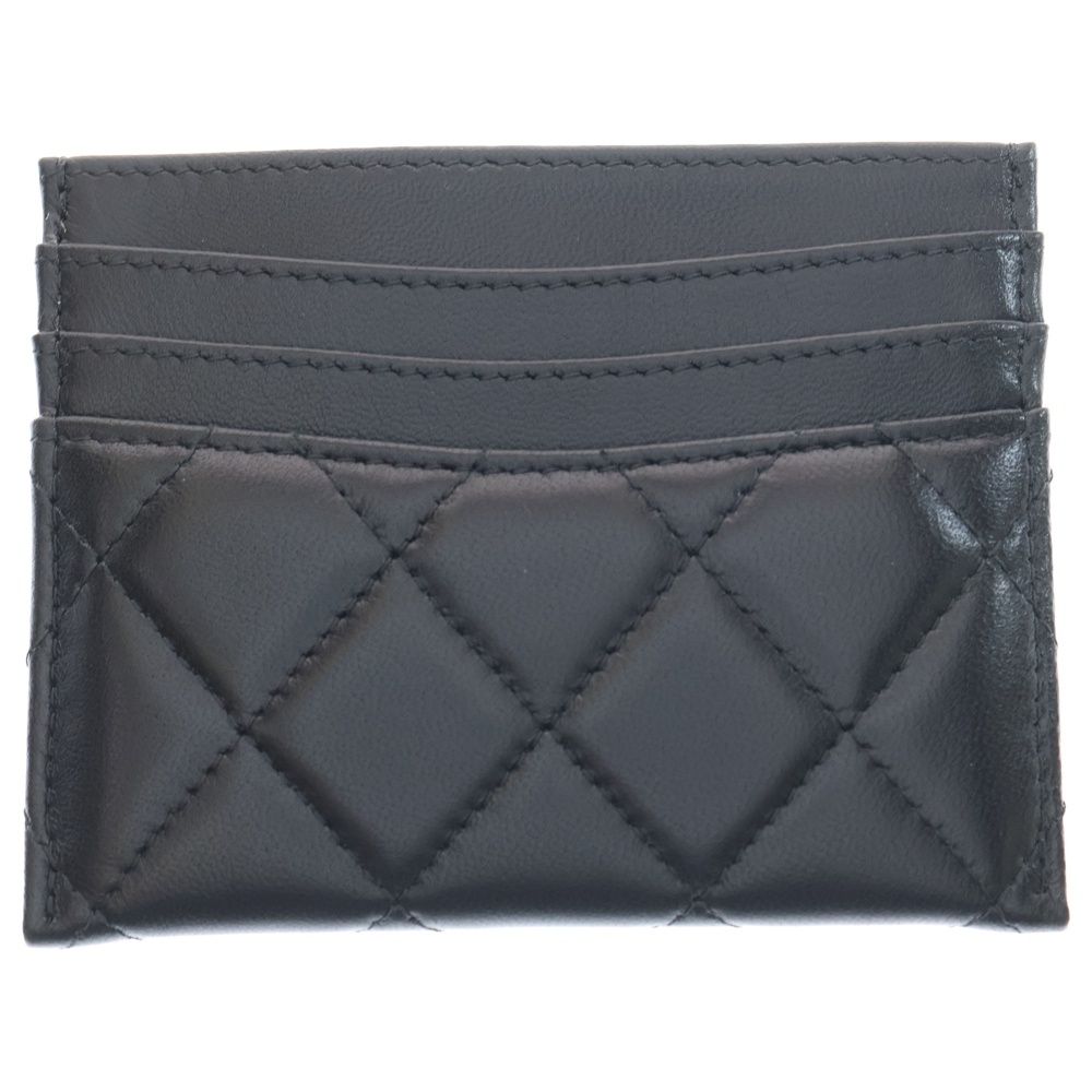 CHANEL シャネル マトラッセ ココマーク カードケース ブラック ラムスキン パスケース