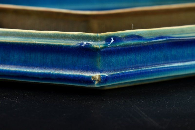 蔵A5003I】現代陶芸 中田明守 青釉 オブジェ 置物 蓋物 九谷焼伝統工芸