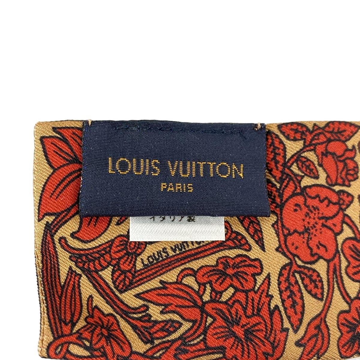 LOUIS VUITTON ルイヴィトン スカーフ バンドー BB ジュ ドゥ ルイ M 70856 ライトブラウン レッド マルチ リボンスカーフ