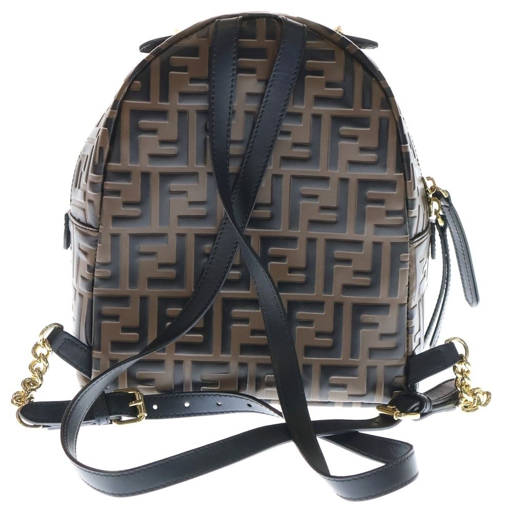 FENDI バックパック フェンディ リュック 8BZ038 バルブ ほぼ未使用 FENDI (フェンディ) ズッカ バックパック スモール リュック ブラウン
