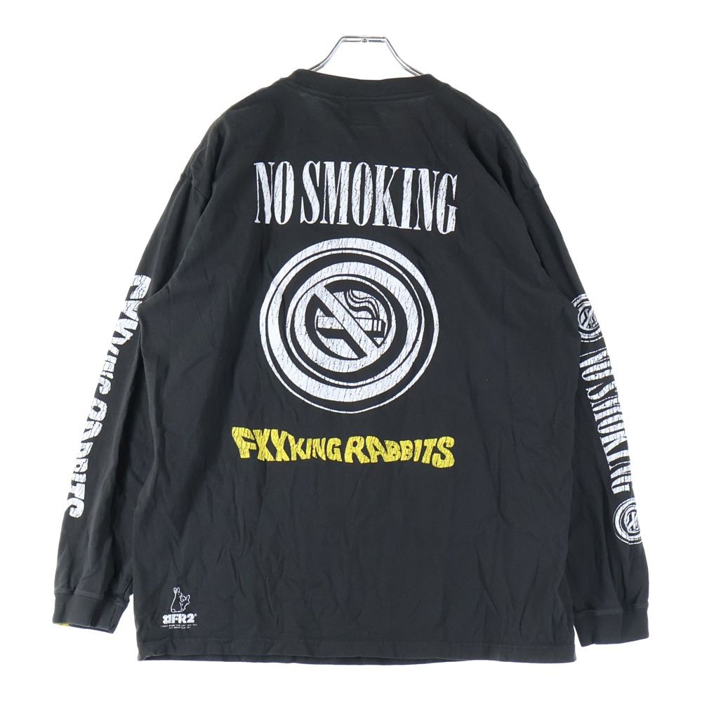 FR2 (エフアールツー) NO SMOKING ラヴィットプリント ロングTシャツ ブラック