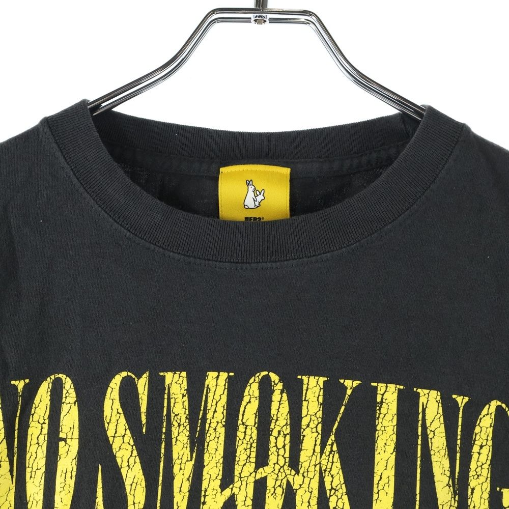 FR2 (エフアールツー) NO SMOKING ラヴィットプリント ロングTシャツ ブラック
