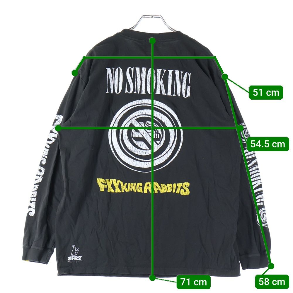 FR2 (エフアールツー) NO SMOKING ラヴィットプリント ロングTシャツ ブラック