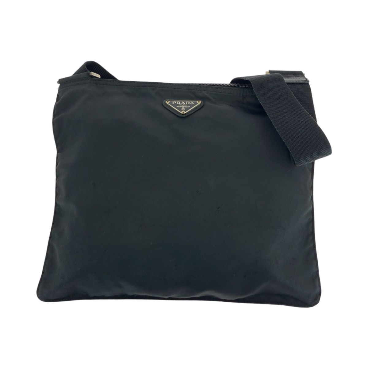 PRADA プラダ テスート 三角ロゴプレート ブラック 黒 シルバー金具