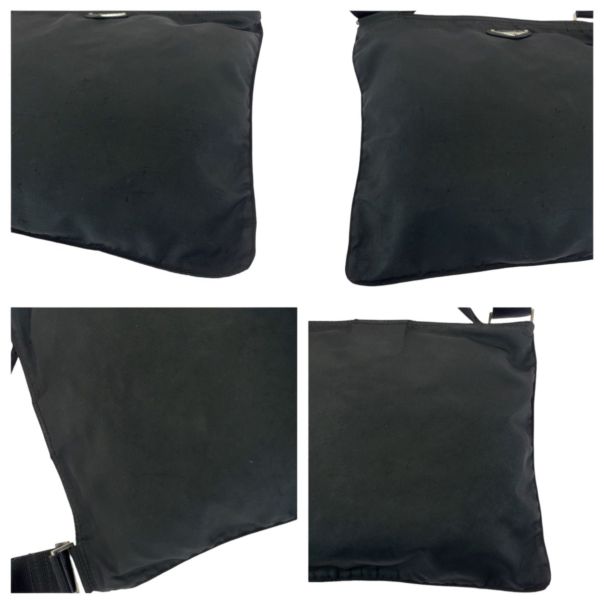 PRADA プラダ テスート 三角ロゴプレート ブラック 黒 シルバー金具