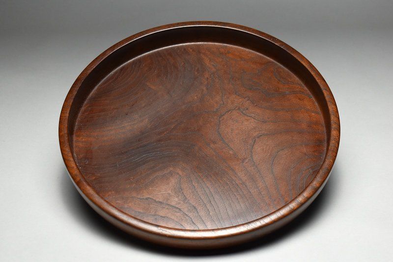 【蔵A5051q】民藝 欅製 刳り貫き盆 38㎝ 鳥取民芸