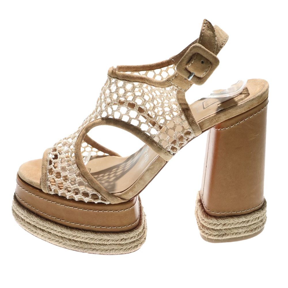 クリスチャンルブタン Almeja Terra Platform Espadrille Sandal レザープラットフォームサンダル ブラウン レディース 1250860