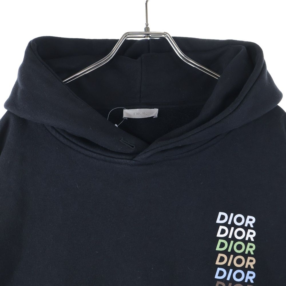 Christian Dior / 24SS/マルチロゴパーカー/パーカー/XL/コットン/BLK/プリント/413J646A0531 DIOR (ディオール) 24SS Multi Color Logo Print Pullover Hoodie