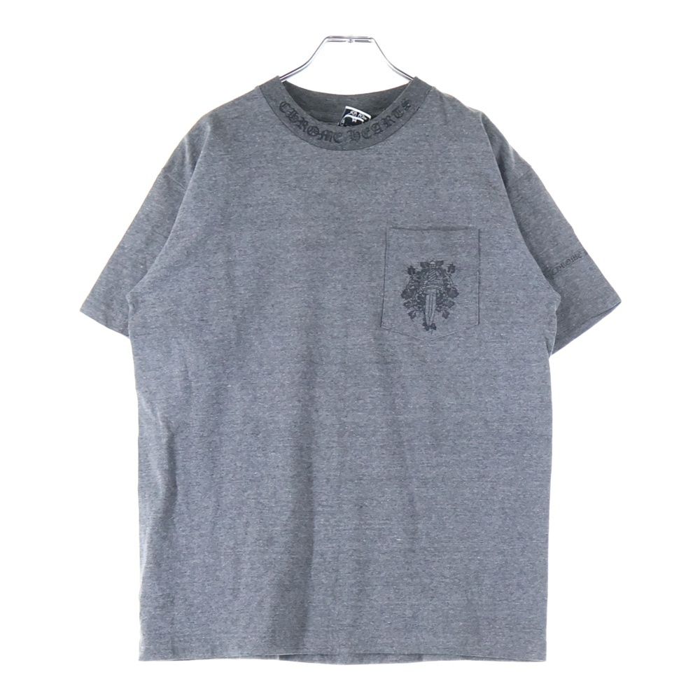 【激レア】オールドクロムハーツ　ダガーTシャツ　杢グレー CHROME HEARTS (クロムハーツ) OLD Dagger Neck Logo Tee オールド