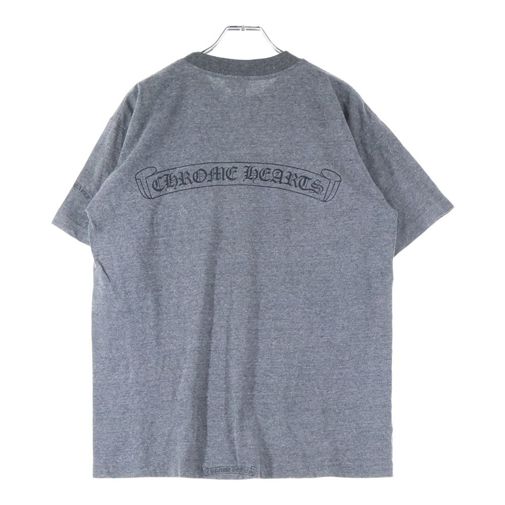 old chrome クロムハーツ グレー tee 半袖 Lサイズ CHROME HEARTS (クロムハーツ) OLD Dagger Neck Logo Tee オールド