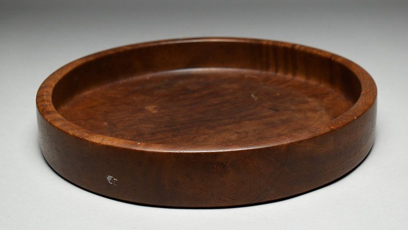 蔵A 5051 o 民藝 欅製 刳り貫き盆 36 3㎝ 鳥取民芸
