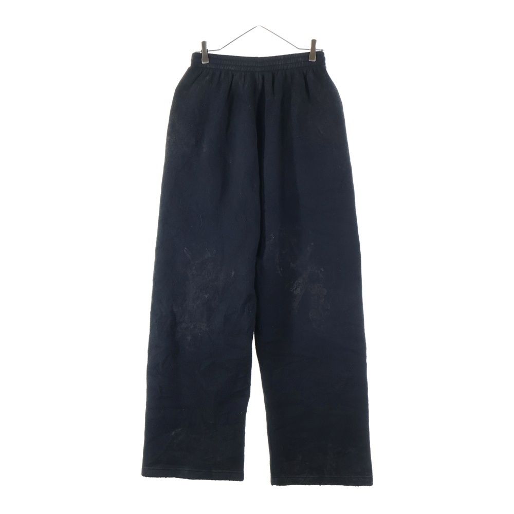 バレンシアガ 23 AW ダーティー加工フリースロングパンツ フルレングスフリーススウェットパンツ ブラック 744513 TJQ 32