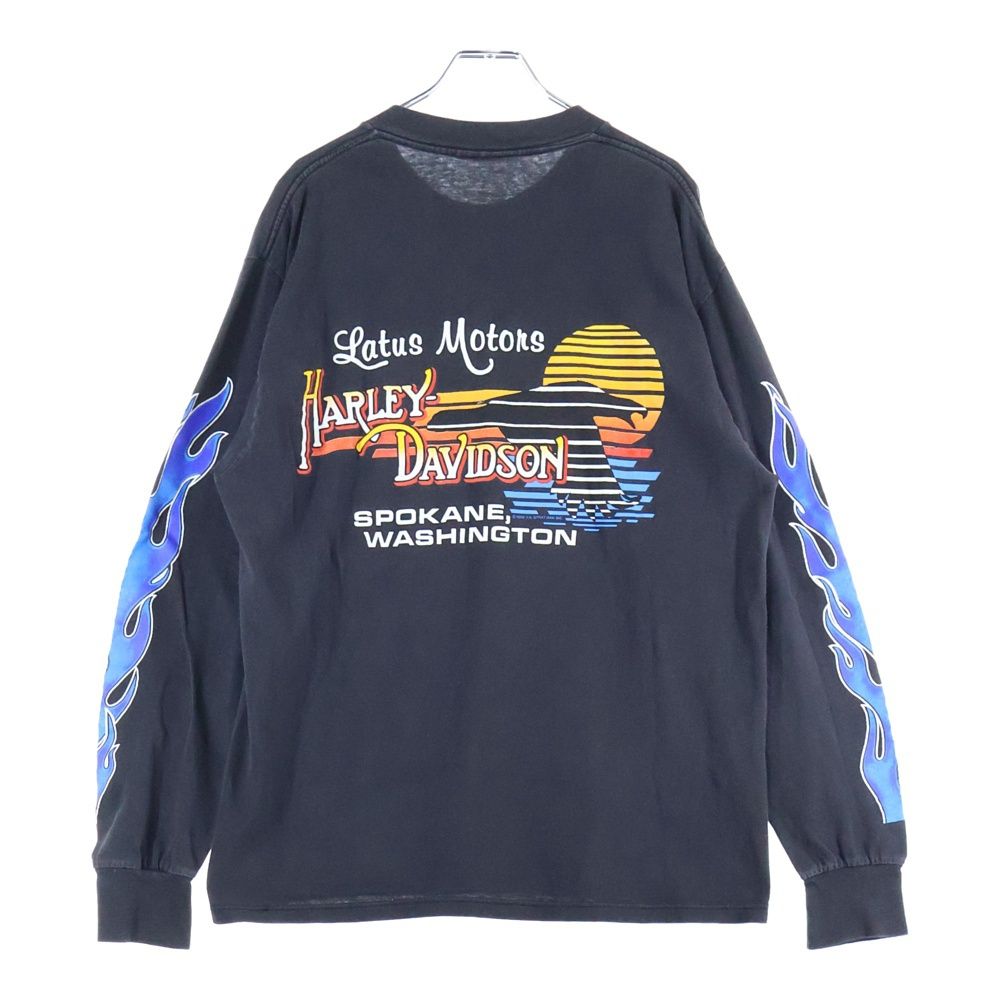 ハーレーダビッドソン長袖　 ブルーフレイムス HARLEY DAVIDSON (ハーレーダビッドソン) Bar&Shield Flames L/S TEE