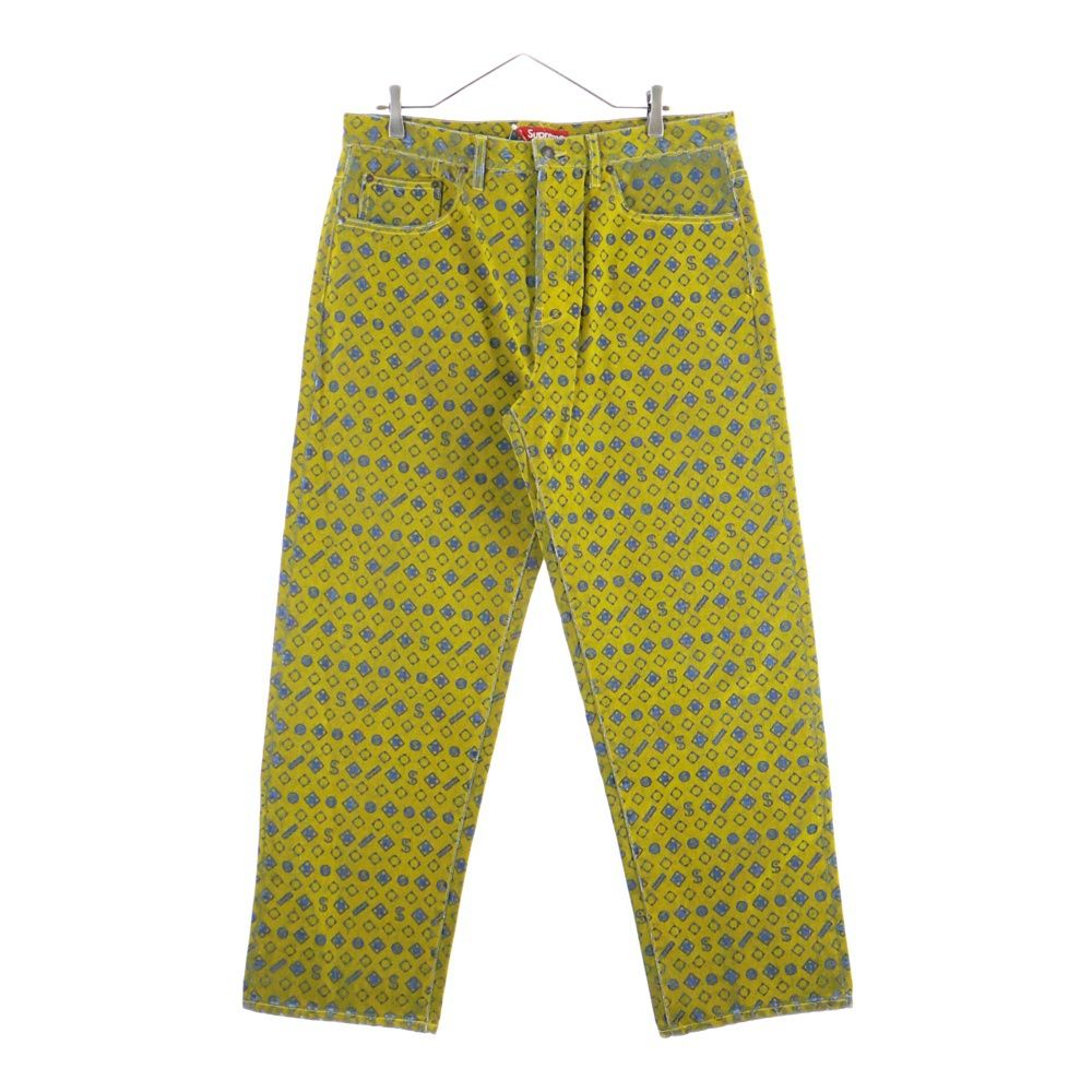 SUPREME シュプリーム 24 AW Flocked Loose Fit Jean Mustard フロックド ルーズフィット ワイド ジーンズ パンツ マスタード イエロー ブルー