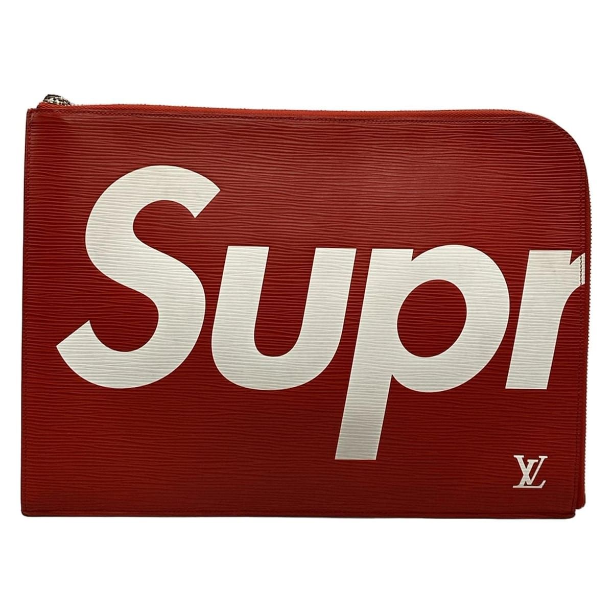 LOUIS VUITTON ルイヴィトン クラッチバッグ ルイ ヴィトン シュプリーム ポシェット ジュールGM M 67722 ルージュ 白 レザー