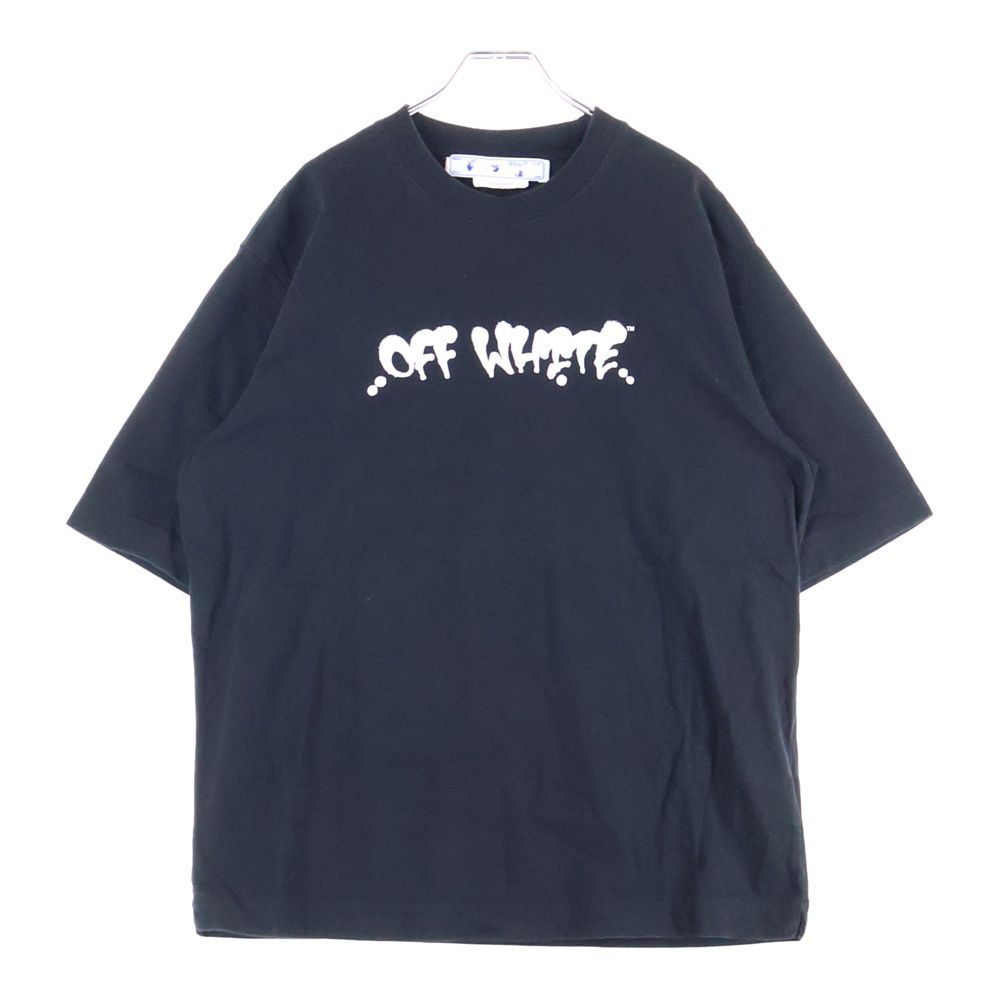 off-white スプレーロゴtシャツ 正規品 OFF-WHITE (オフホワイト) Fire Flame Spray Graffiti Logo T-Shirt
