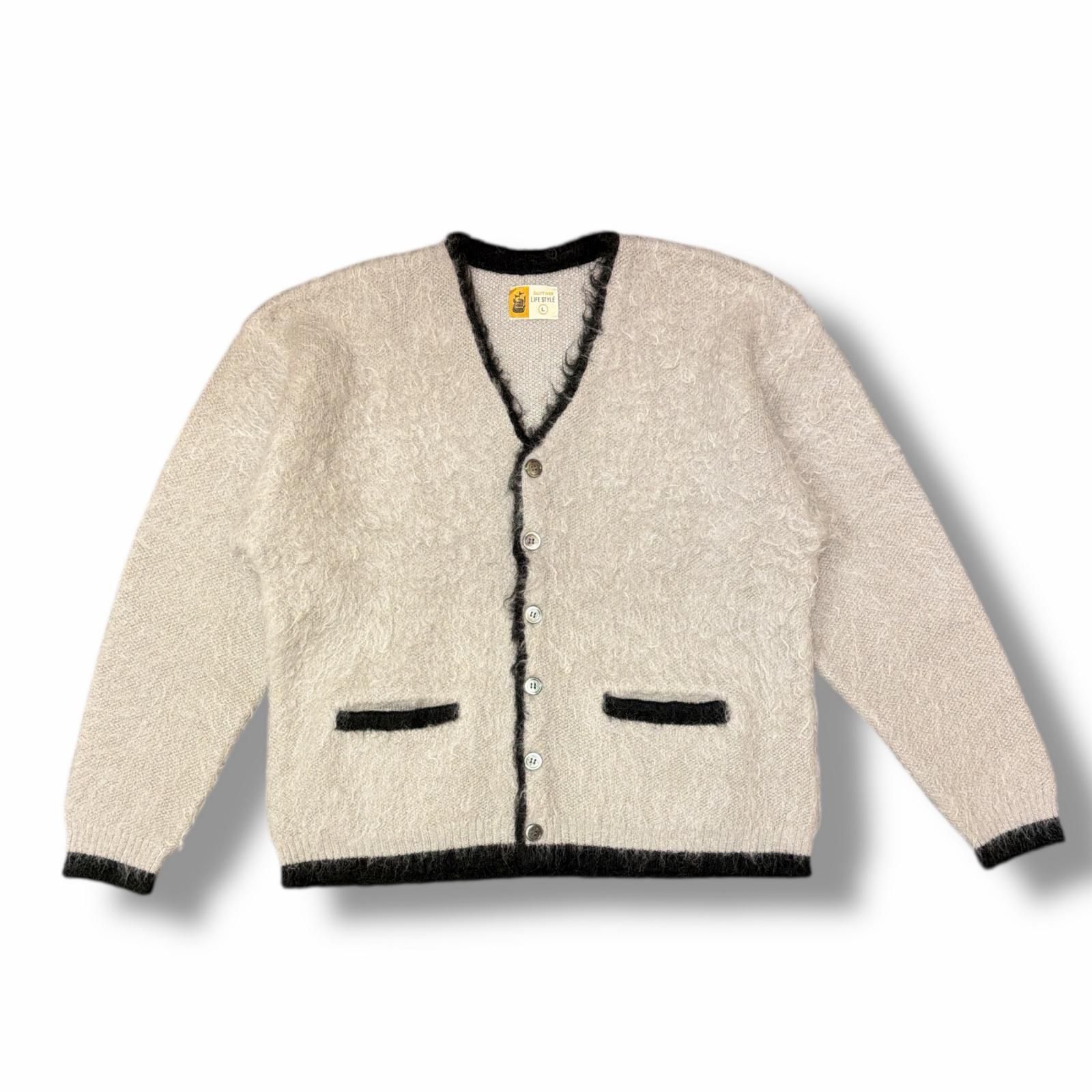 参考上代82500円 SAINT MICHAEL 25 AW KNIT TRIM ニットカーディガン モヘアセーター セントマイケル SM HR 1 0000 072 グレー L 2879 M