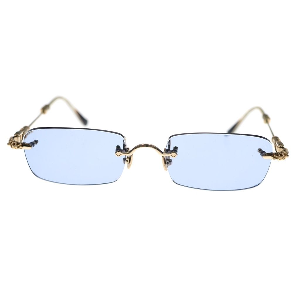CHROME HEARTS クロムハーツ PILLS III フローラルクロスリムレスサングラス ゴールド 度入り