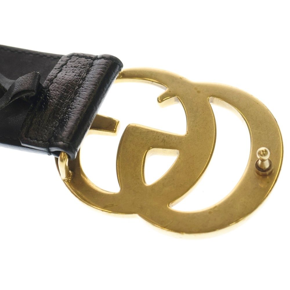 GUCCI グッチ GGマーモント レザーベルト ブラック ゴールド金具 406831 GUCCI - GUCCI グッチ GGマーモント レザーベルト ブラック ゴールド