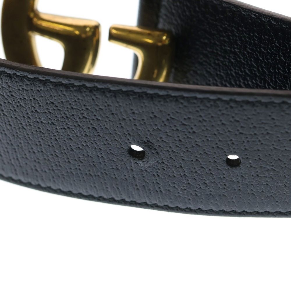 GUCCI (グッチ) GGマーモント ロゴ バックル レザーベルト ブラック