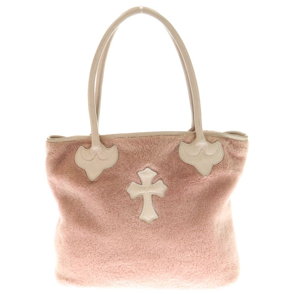 CHROME HEARTS クロムハーツ FS TOTE FSトート クロスパッチ付きムートントートバッグ ピンク