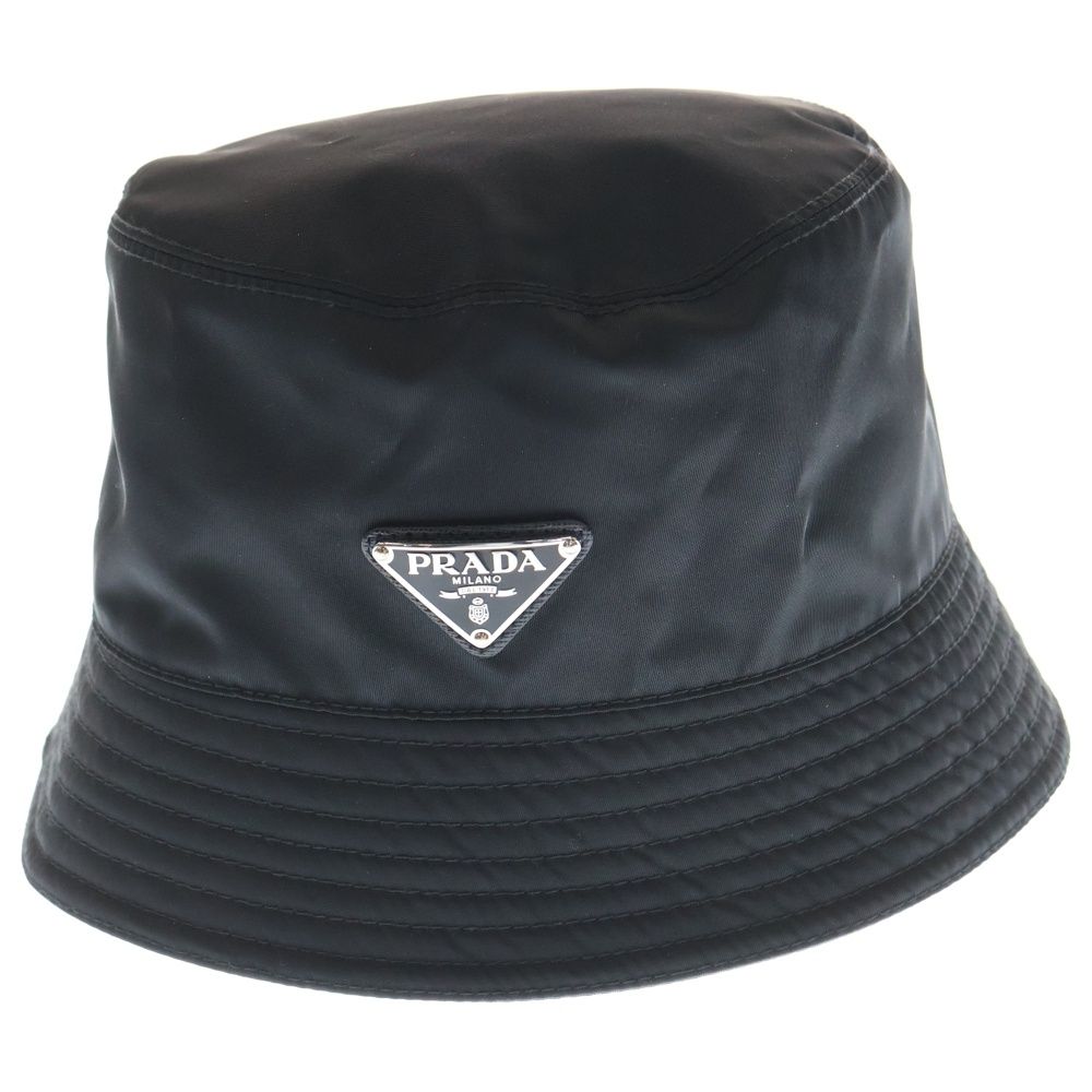 PRADA プラダ TRE-NYLON 三角ロゴプレート ナイロン バケットハット 帽子 ブラック 2 HC 137 DMI