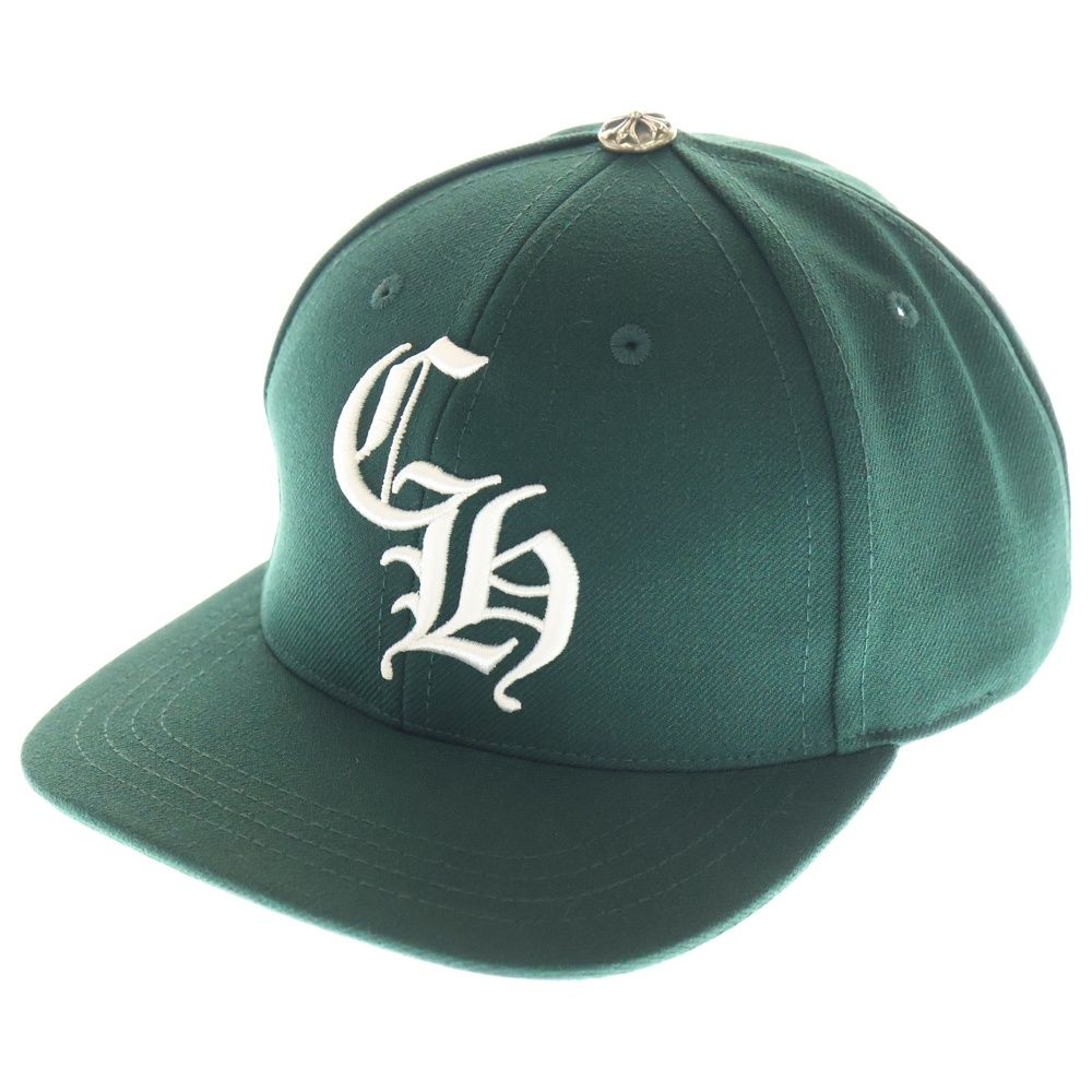 新品 chromeheartsクロムハーツ 緑色 ベースボールキャップ CH刺繍 CHROME HEARTS (クロムハーツ) 6 PANEL ON FIELD BASEBALL CAP CH刺繍