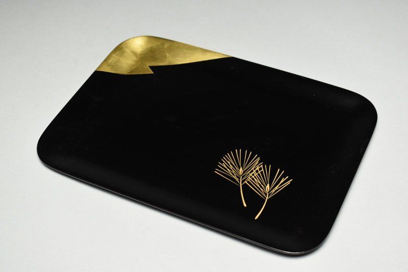 蔵A5051a】輪島 井波唯志 黒塗朱塗蒔絵 千代寿盆 二客 共箱 - メルカリ