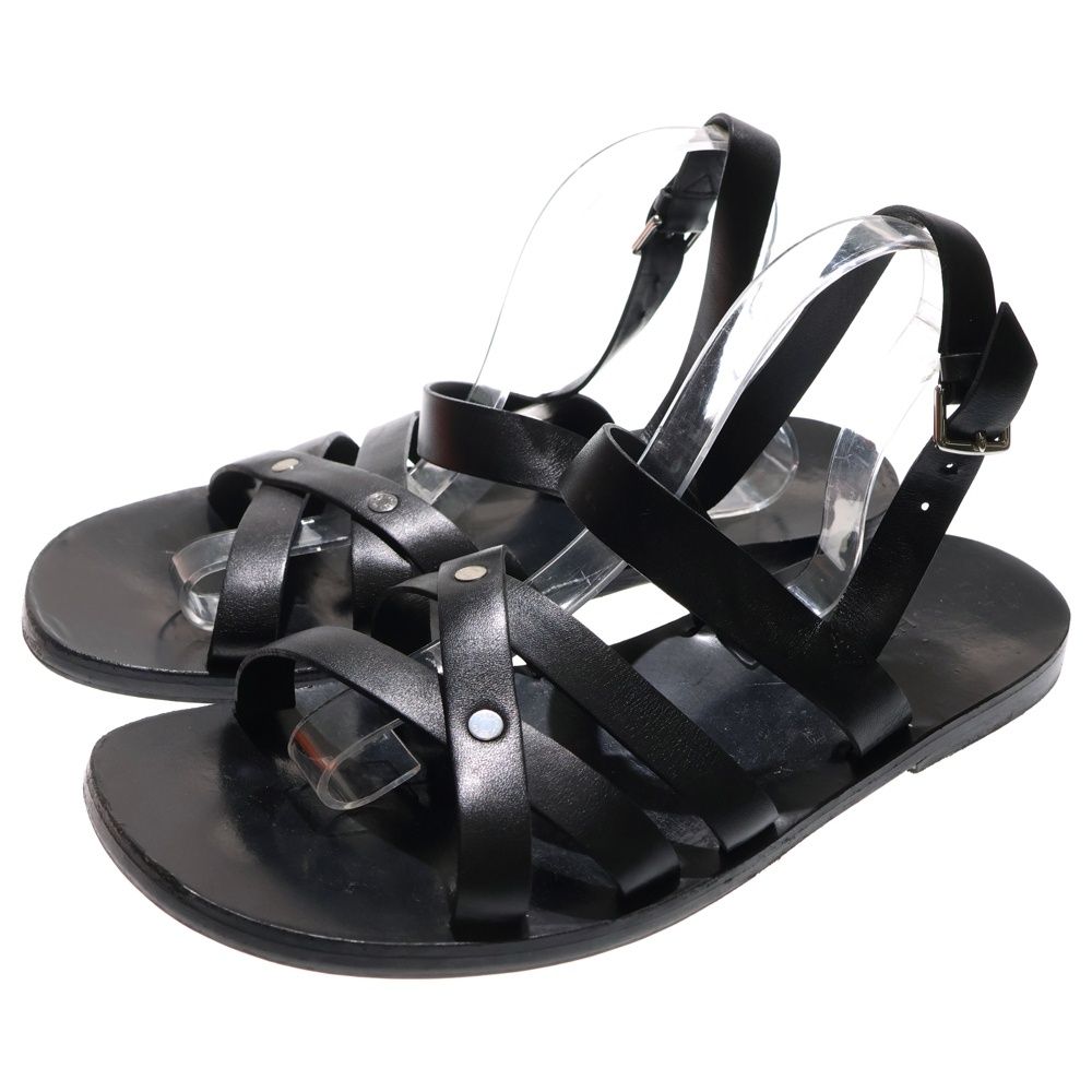 HERMES エルメス カーフレザー バックストラップ サンダル 43 ブラック