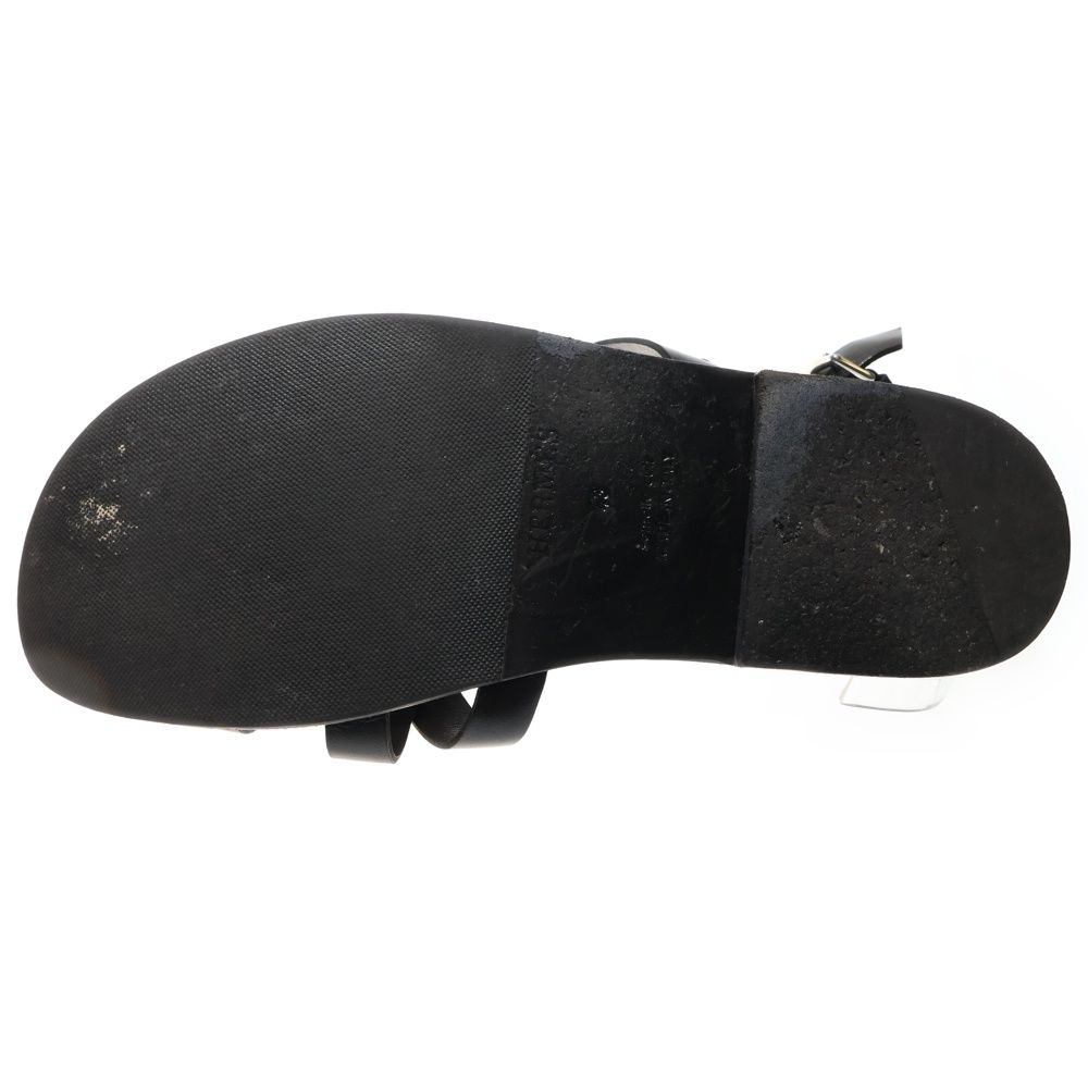 HERMES ブラック バックストラップサンダル HERMES (エルメス) カーフレザー バックストラップ サンダル 43