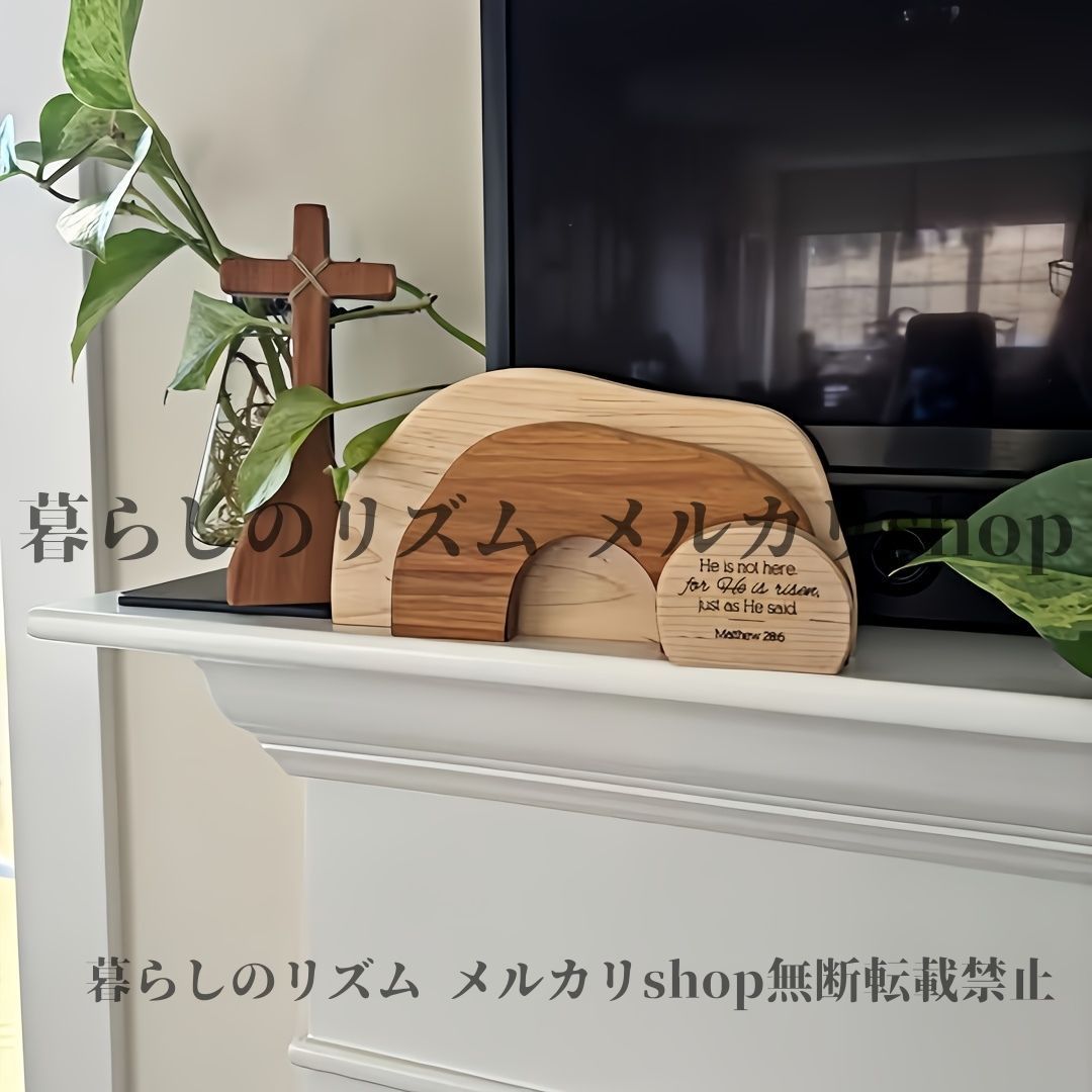 オブジェ 置物 木製 キリスト降誕シーン デスクトップデコレーション