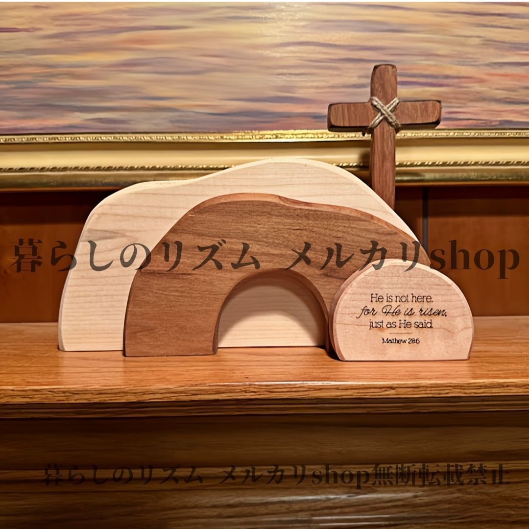 オブジェ 置物 木製 キリスト降誕シーン デスクトップデコレーション