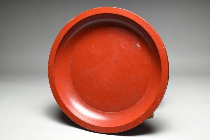 蔵A 5051 c 木製朱塗 台 卓 高23㎝ 幅44 5㎝