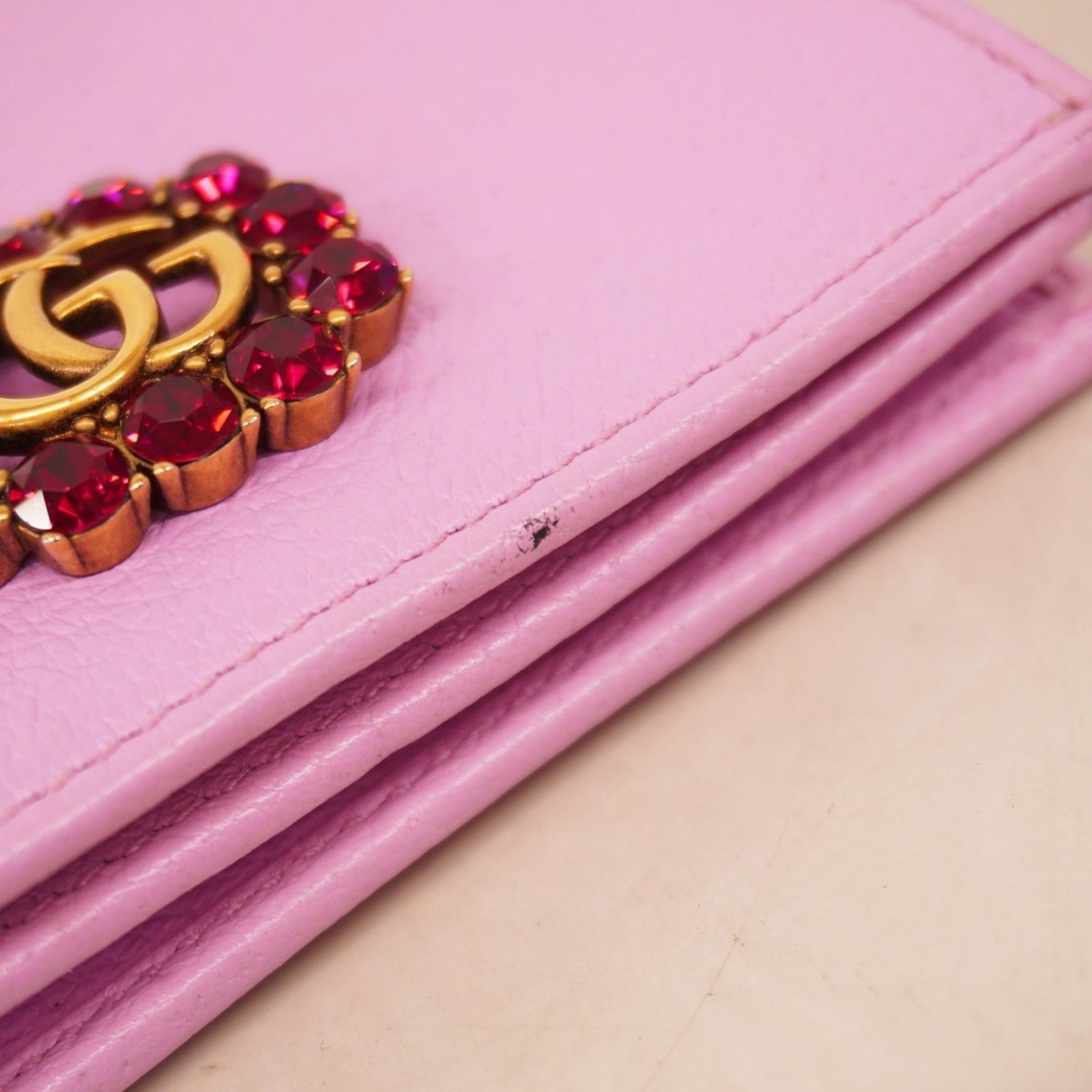  グッチ Gucci 財布 GGマーモント 499783 レザー ピンク レディース 二つ折り財布 折り財布