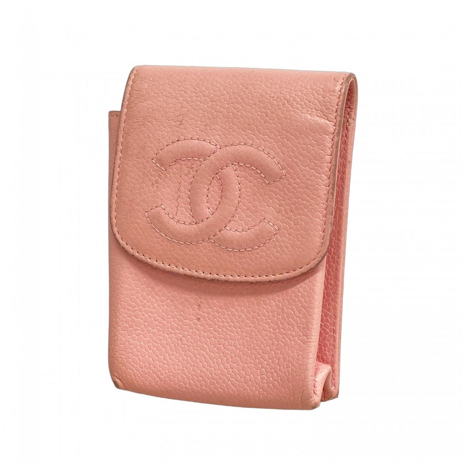 シャネル Chanel シガレットケース キャビアスキン ピンク レディース