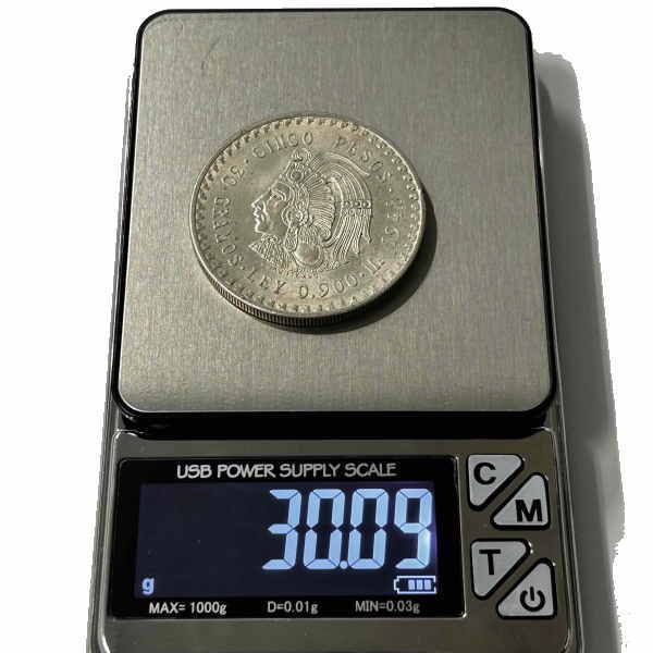 coin-59 メキシコ 5ペソ銀貨 1948年 クアウテモック王 コイン 【銀90