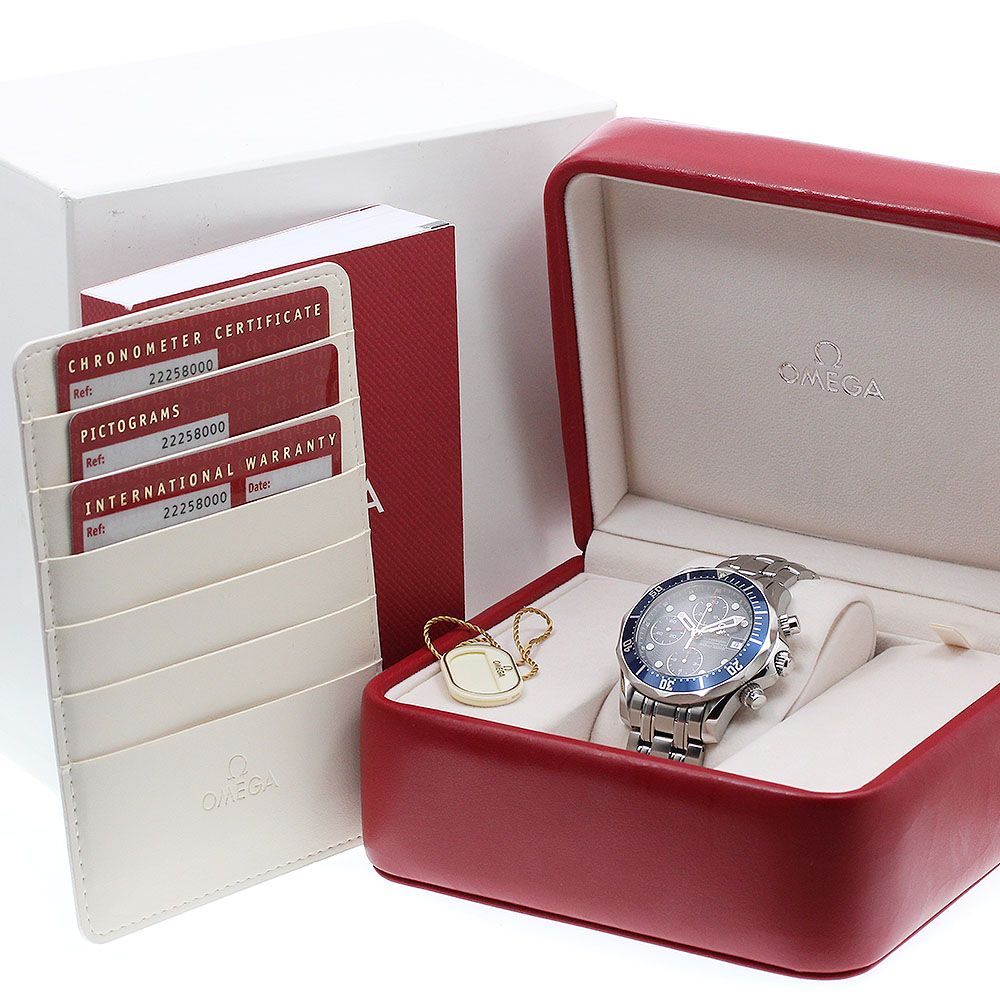 オメガ OMEGA 2225 80 シーマスター300 デイト クロノグラフ 自動巻き メンズ 箱 保証書付き_920252