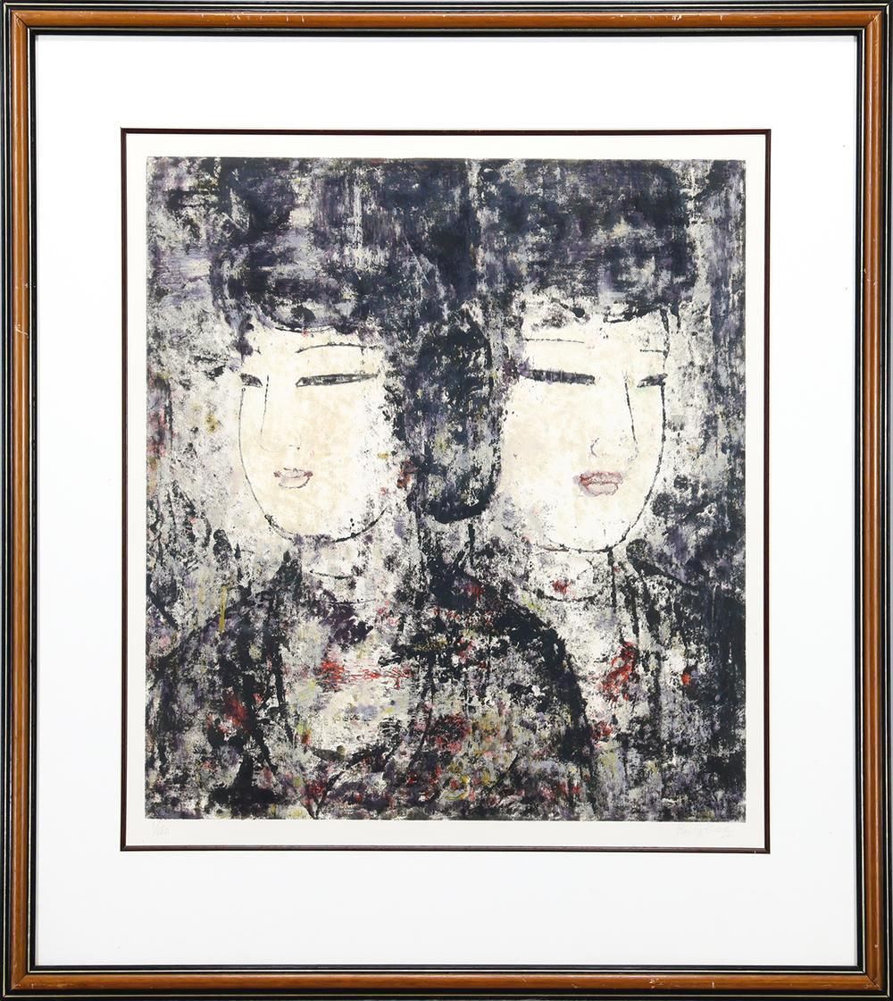 真作】【WISH】孔柏基「貴婦人」リトグラフ 10号大 直筆サイン 〇中国