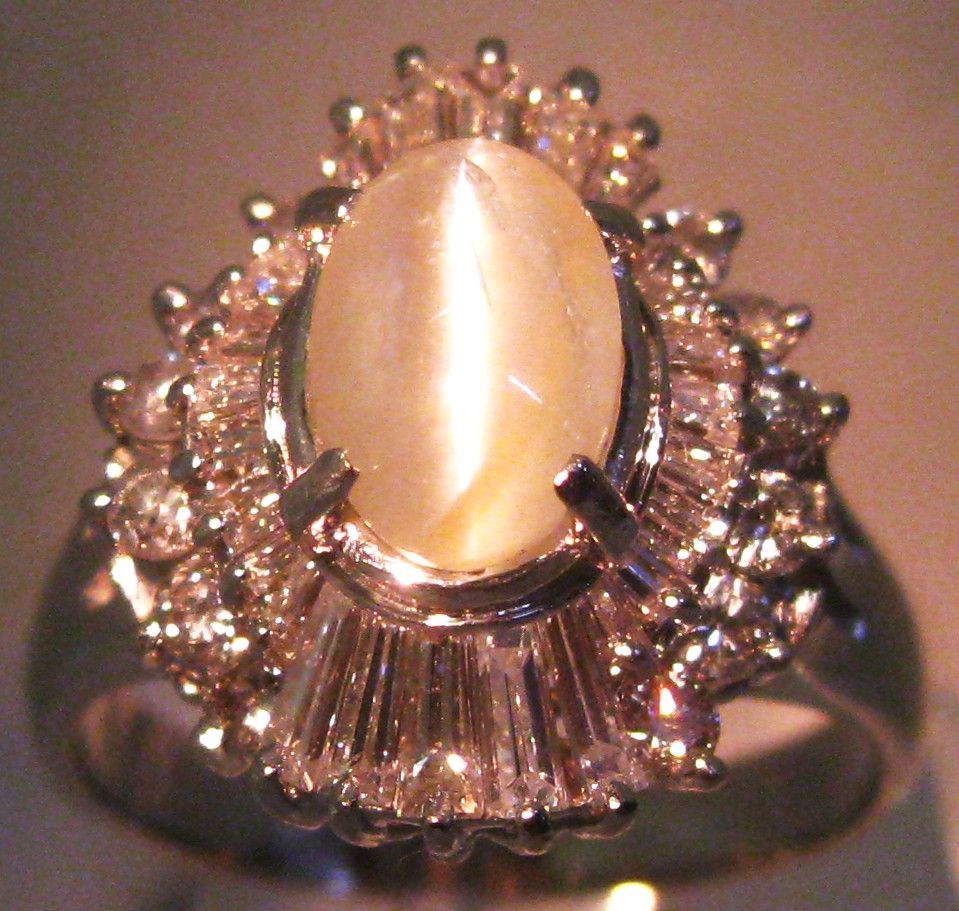 極美品Pt900プラチナリング キャッツアイ3.56ctダイヤ2.08ct#18 - メルカリ