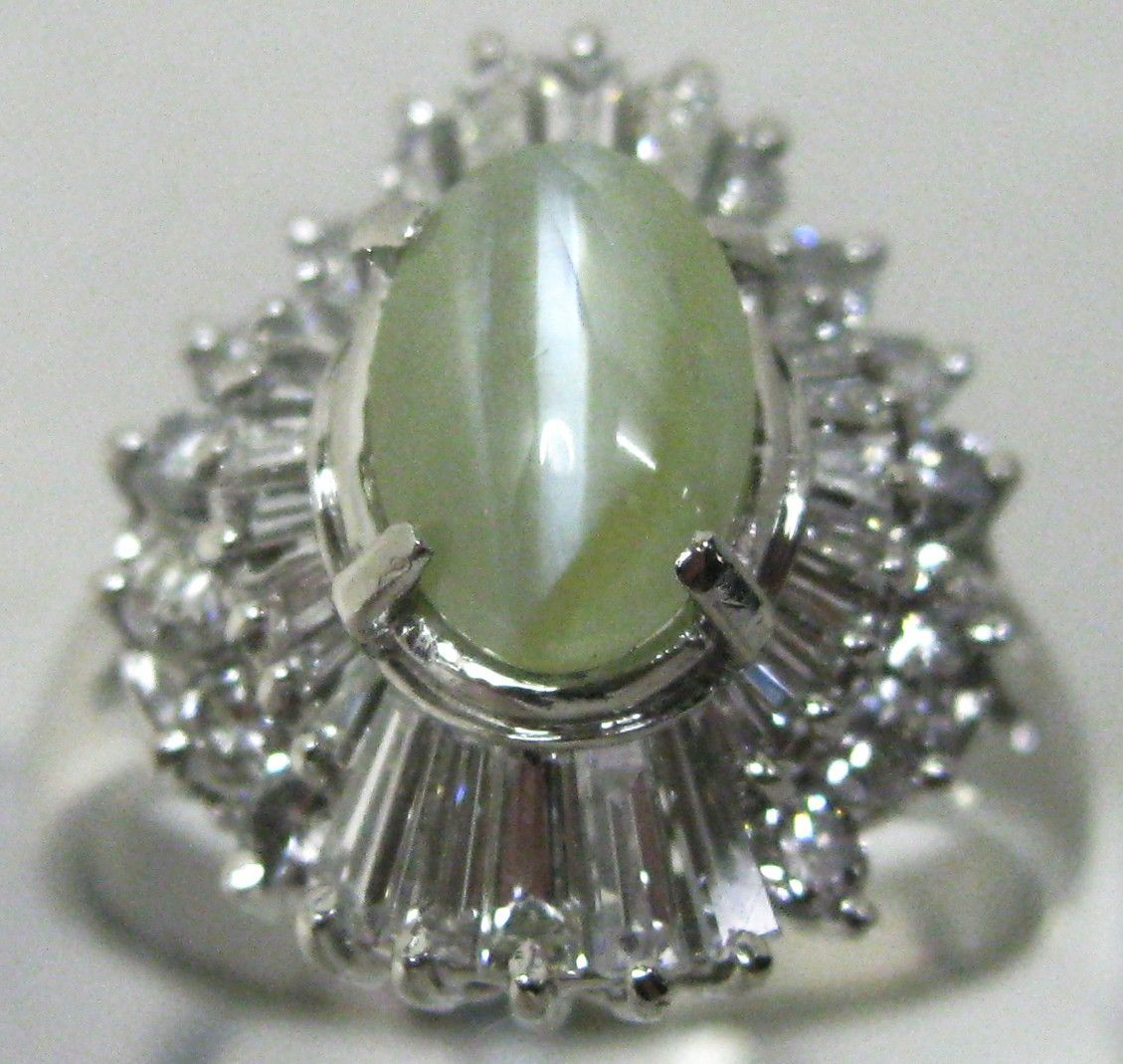 極美品Pt900プラチナリング キャッツアイ3.56ctダイヤ2.08ct#18 - メルカリ