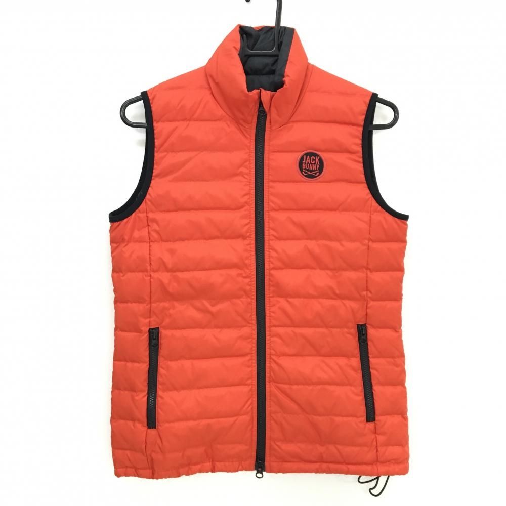 超美品】ジャックバニー ダウンベスト オレンジ×黒 ロゴワッペン 裾