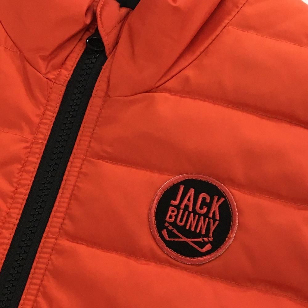 超美品】ジャックバニー ダウンベスト オレンジ×黒 ロゴワッペン 裾