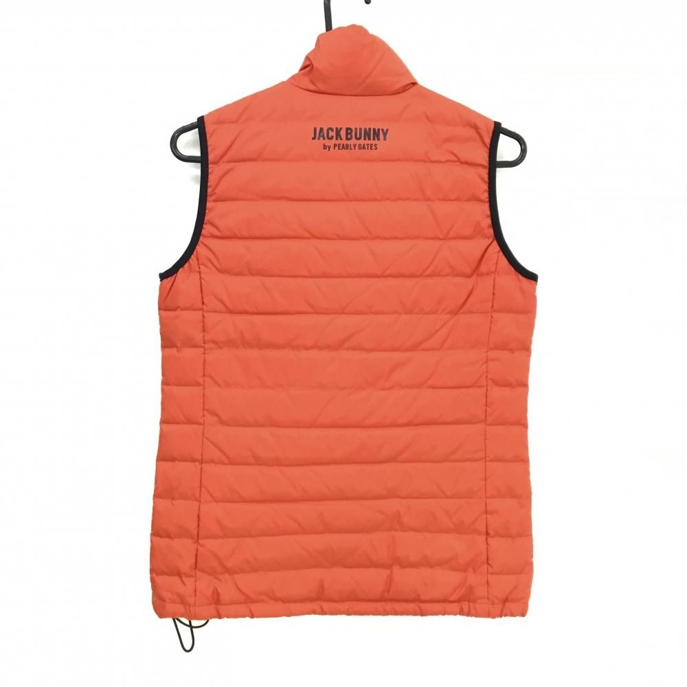 超美品】ジャックバニー ダウンベスト オレンジ×黒 ロゴワッペン 裾