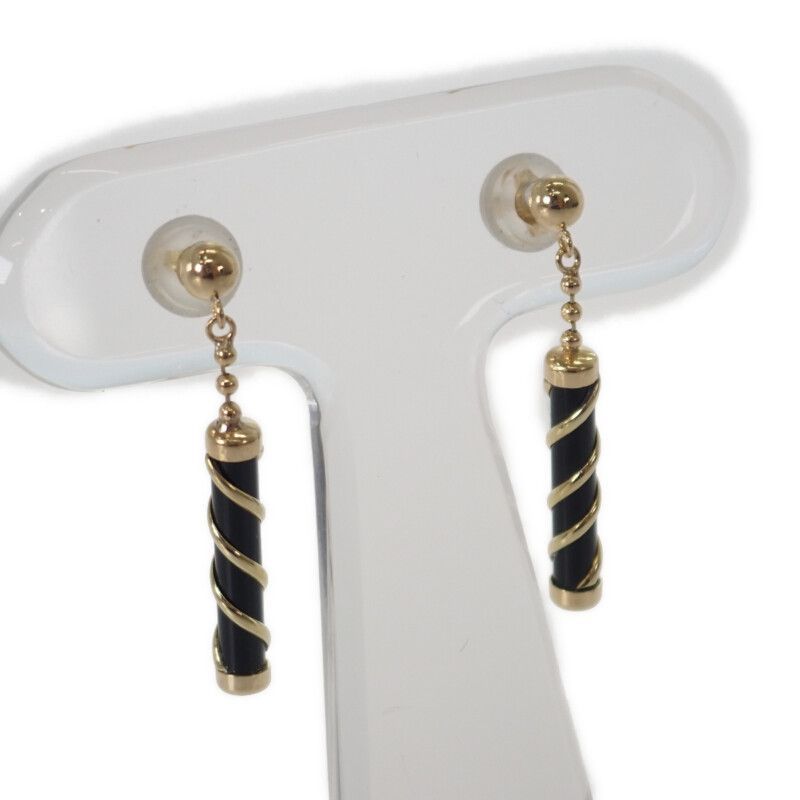 no brand K 18 デザインジュエリー ピアス 18イエローゴールド ブラック ゴールド オニキス レディース ジュエリー