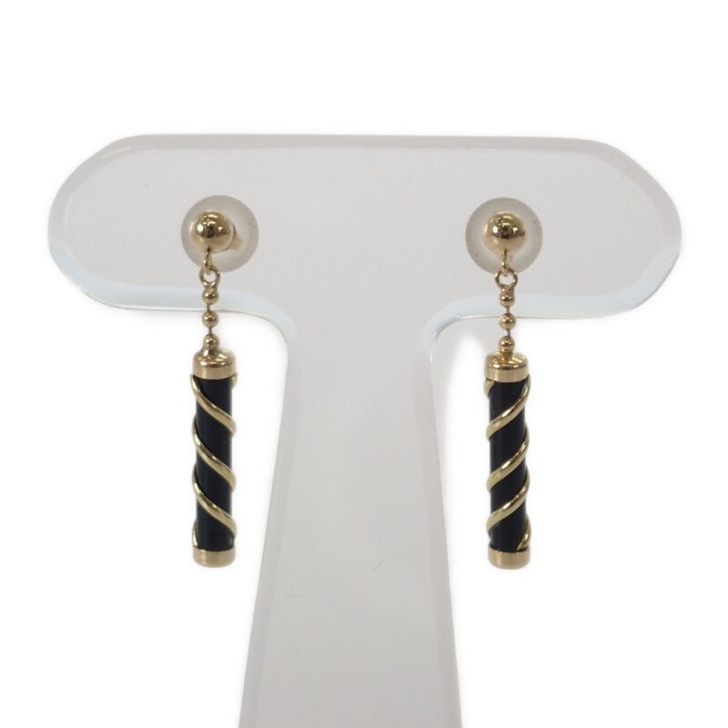 no brand K 18 デザインジュエリー ピアス 18イエローゴールド ブラック ゴールド オニキス レディース ジュエリー